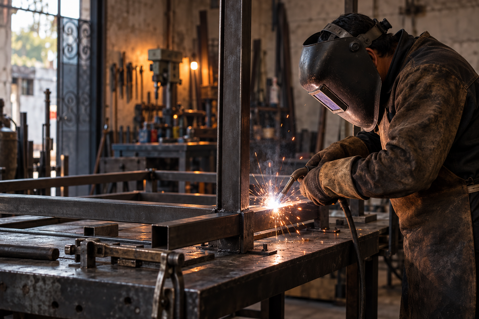 Trabajo de fabricación de una estructura metálica